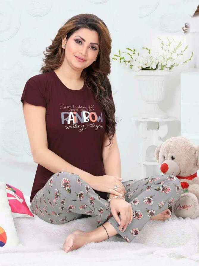 Ft Carrot 137 Latest fancy Shinker Hosiery Cotton Night Suits Collection